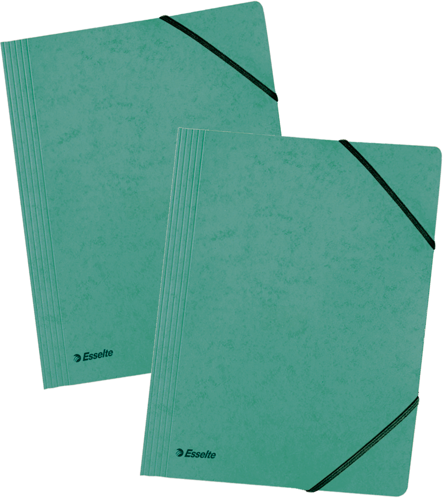 2x teczka preszpanowa z narożną gumką Esselte, A4, 330g/m2, 4mm, zielony