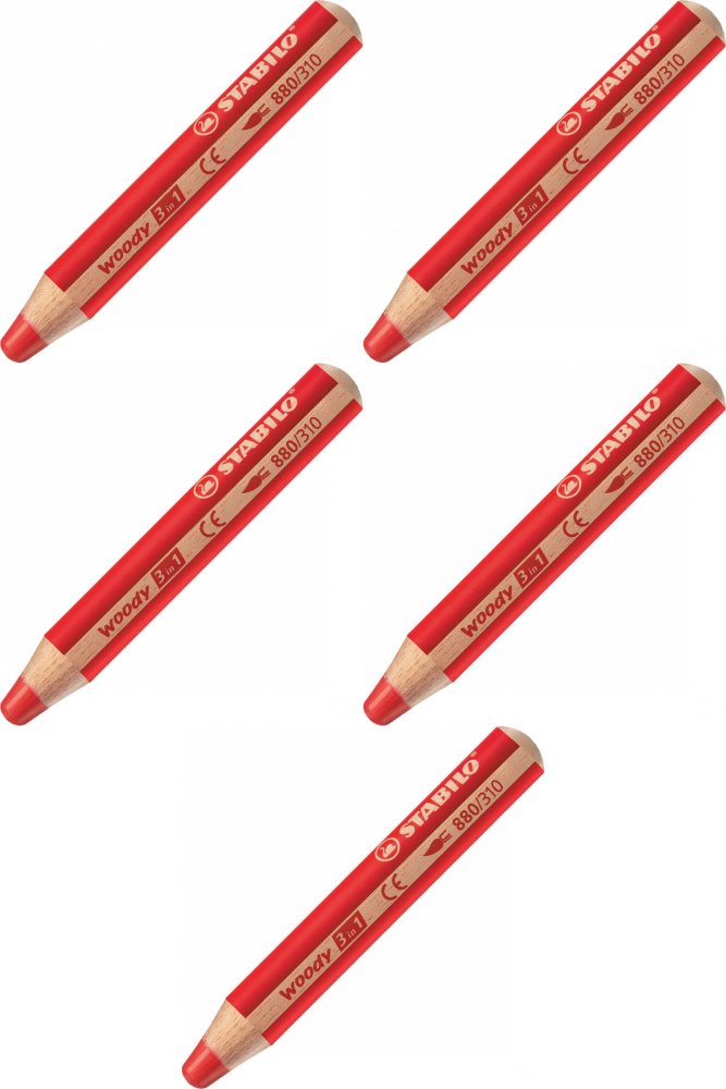 5x Kredka Stabilo Woody 3 w 1, 1 sztuka, czerwony