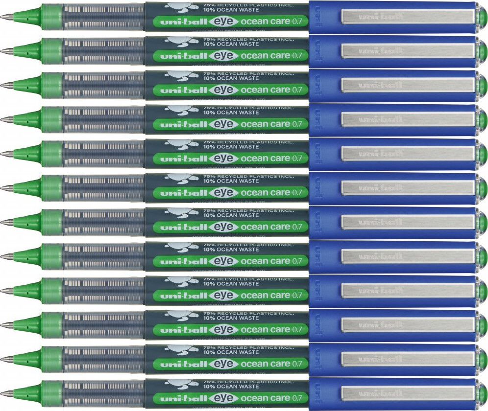 12x Pióro kulkowe Uni Eye Ocean Care, UB-157-ROP, 0.7mm, zielony