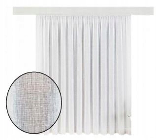 Firana gotowa gładka z etaminy 65x95 BIAŁA - idealna do salonu