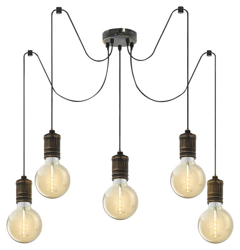 Lampa wisząca Rabalux Fidel 2185 złoto antyczne industrialna 5xE27 x 1 szt.