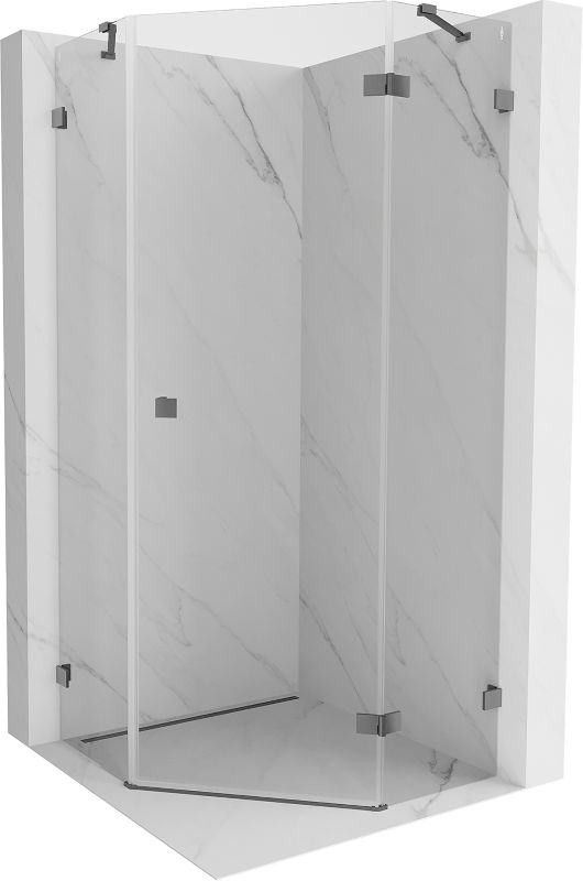 Kabina prysznicowa Mexen Lunar pięciokątna uchylna prawa 100 x 100 cm transparent gun metal 1 szt.