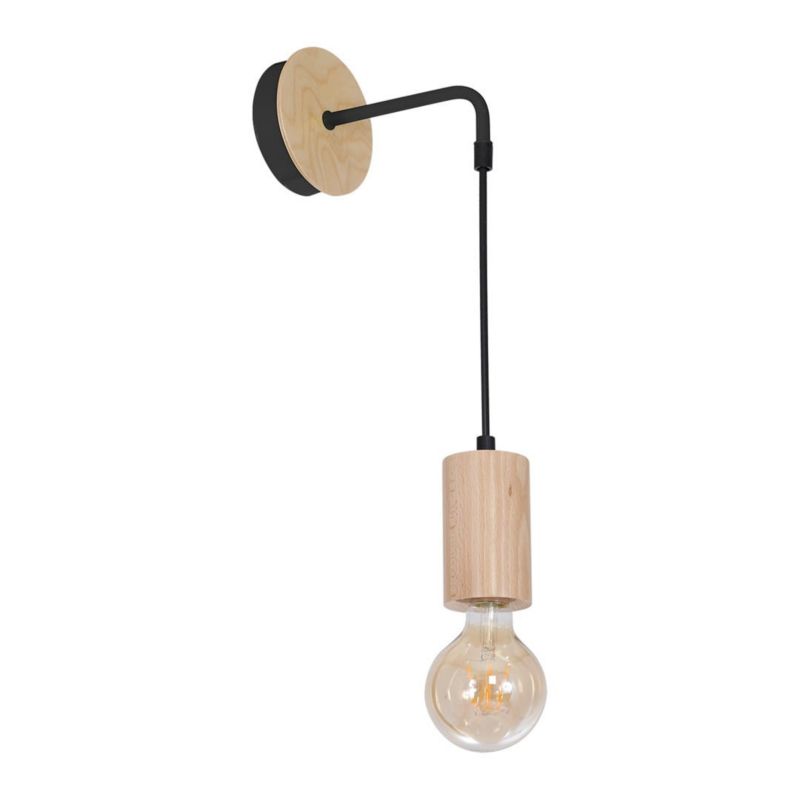 Kinkiet ścienny Milagro Lines jasne drewno-czarny 1 x E27 x 60W IP20 wym: 40 x 12 x 15 cm - 1 szt.