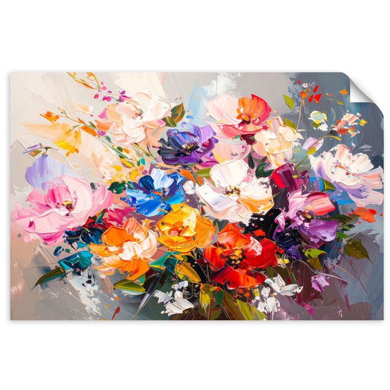 Naklejka na ścianę Feeby Kolorowy Bukiet Kwiatów imitacja farby 130x90cm 1szt