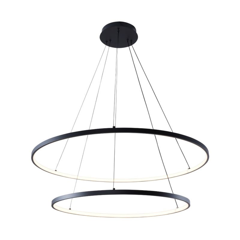 Żyrandol Zuma Line Breno 7130 czarny dwa ringi wbudowany LED 60W 1 szt.