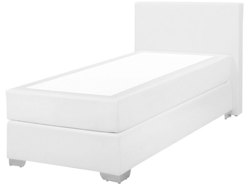 Łóżko kontynentalne ekoskóra 90 x 200 cm białe President 1 szt.
