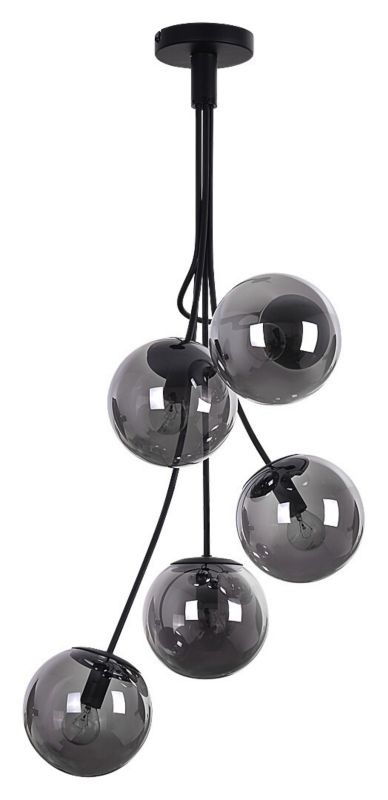 Lampa wisząca Rabalux Glory czarny matowa-szkło dymne wym: 89 x 45,5 x 15 cm 5xE14 x 1 szt.