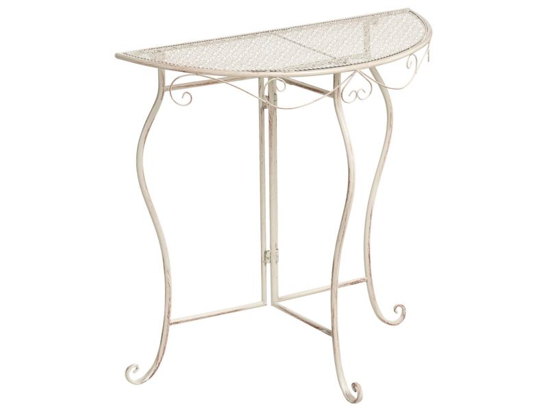 Stolik bistro FOLELLI 36 x 80 cm Metal Jasnobeżowy 1 szt.