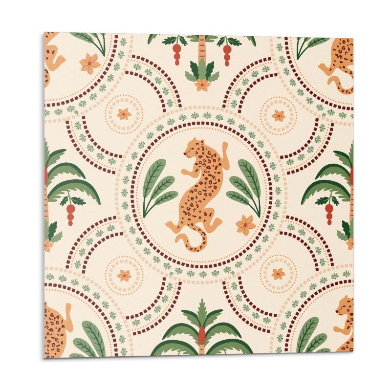 Kafelki samoprzylepne Wallfluent 30x30 cm Lampart w tropikalnym stylu 9 szt.