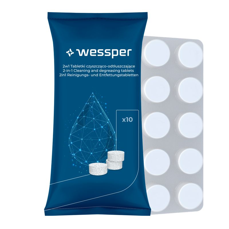 Tabletki odtłuszczające, Wessper, czyszczące, do ekspresów, urządzeń AGD, 10 tabletek, 1szt