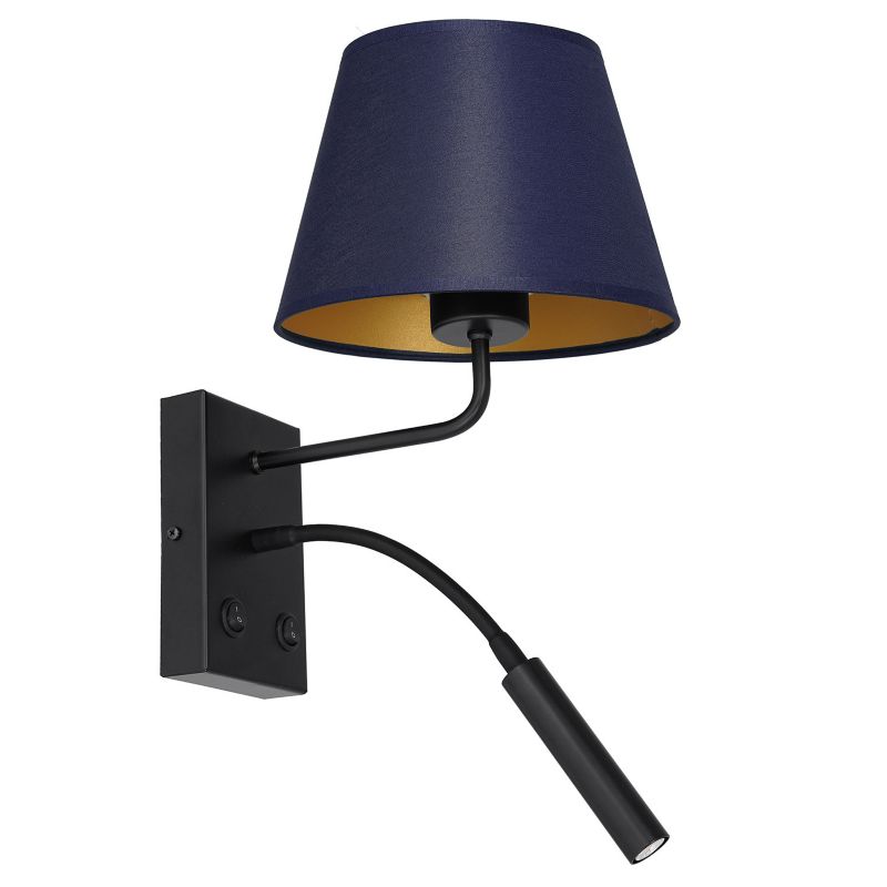 Kinkiet ścienny Luminex Arden czarno-granatowy do czytania z włącznikiem 1 x E27+G9 x 15W IP20 wym: 38 x 18 x 26 cm - 1 szt.