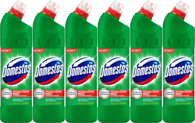 6x Płyn do czyszczenia toalet Domestos, leśny, 1l
