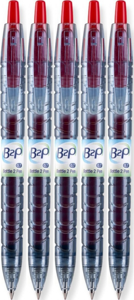 5x Długopis żelowy automatyczny Pilot, B2P, ekologiczne, 0.3mm, czerwony