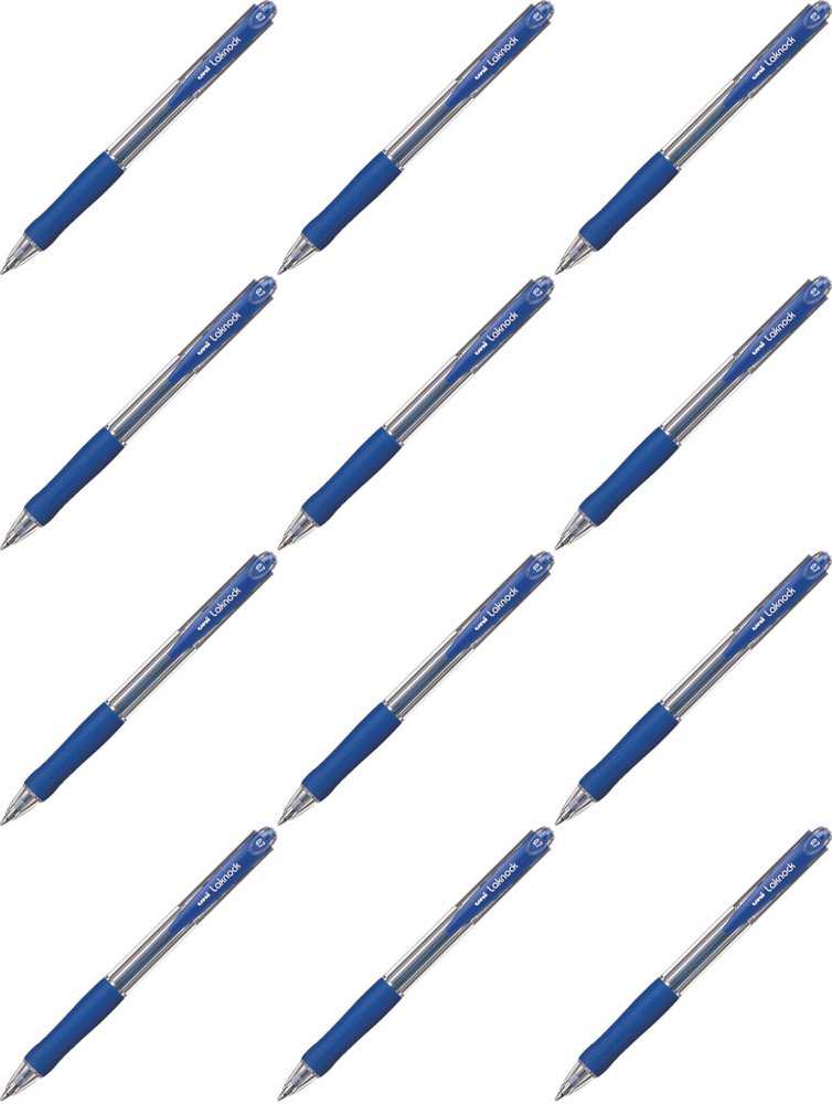 12x Długopis automatyczny Uni, Laknock SN-100, 0.3mm, niebieski