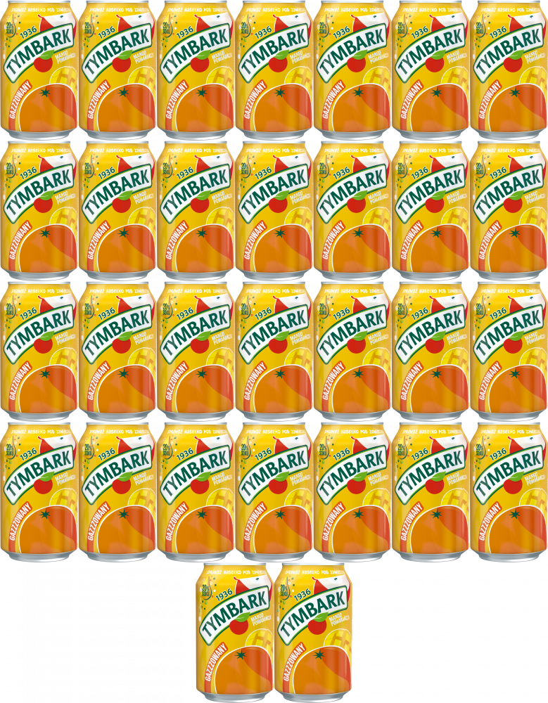 36x Napój gazowany Tymbark, pomarańcza/mango, puszka, 0.33l
