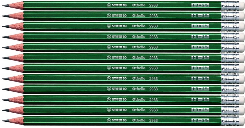 12x ołówek Stabilo Othello, HB, z gumką, zielony