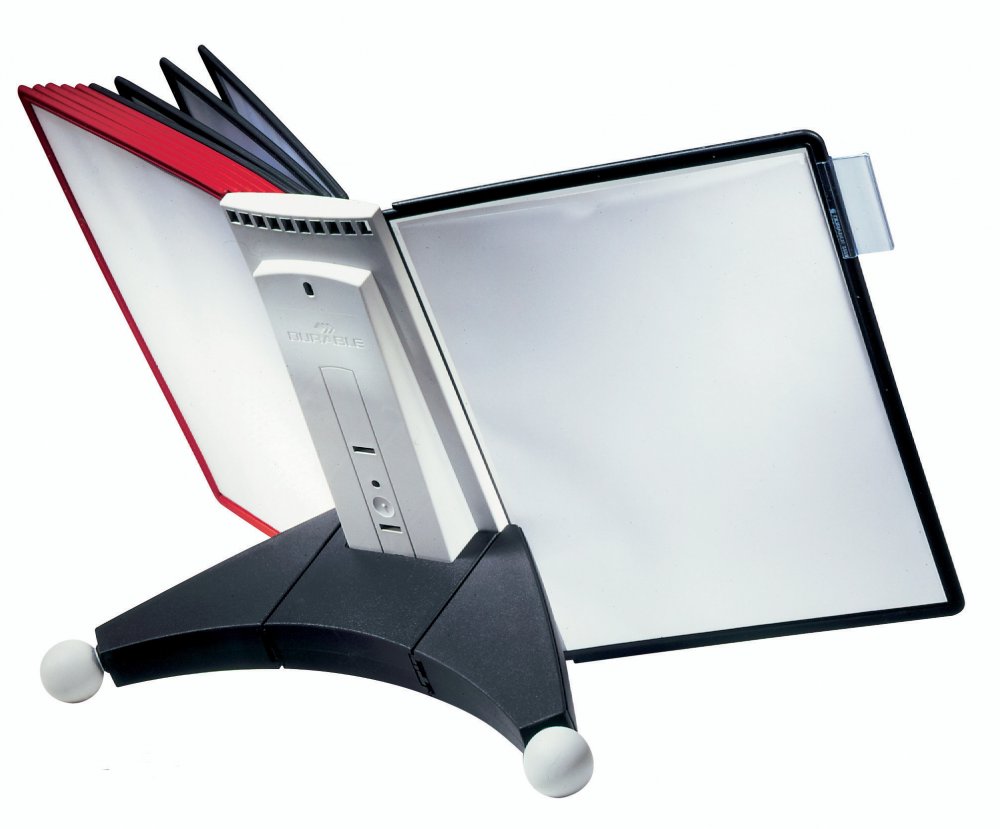 System paneli informacyjnych Durable Sherpa Table 10, stołowy, A4, 10 paneli, czerwono-czarny