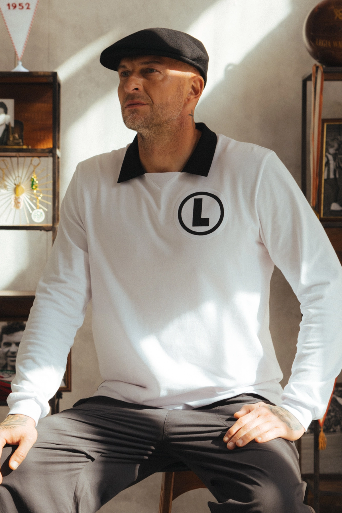 Koszulka Legia Warszawa Lucjan Brychczy Polo LS - Biały