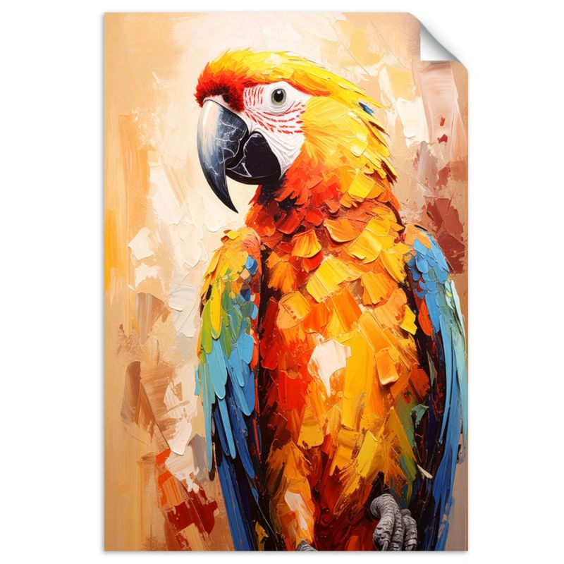 Plakaty samoprzylepne do salonu sypialni Feeby Kolorowa Papuga Ara 80x120cm 1szt