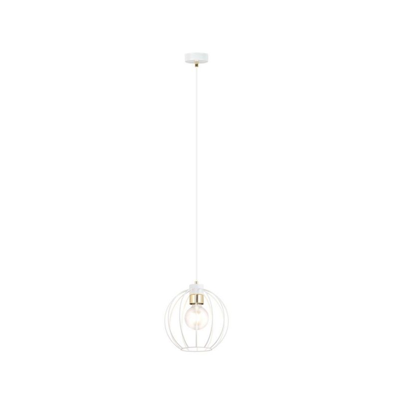 Lampa wisząca Emibig Gino biało-złota wym: 125 x 24 x 24 cm 1xE27 x 15W 1 szt.