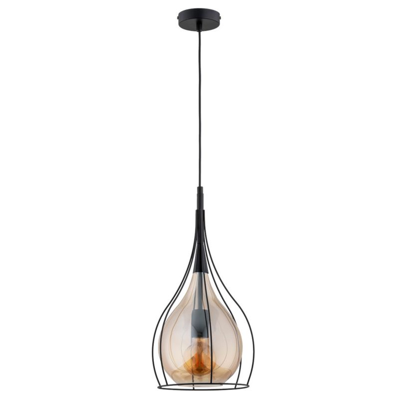 Lampa wisząca Alfa Lotus czarno-bursztynowy wym: 80 x 25 x 25 cm 1xE27 x 15W 1 szt.