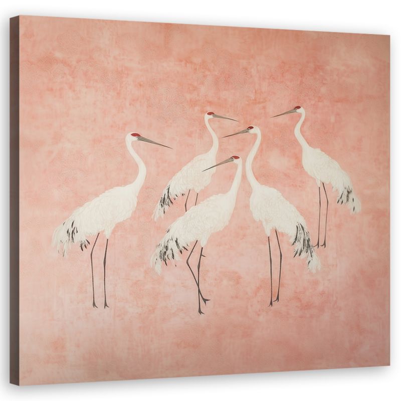 Obraz do salonu sypialni Feeby Żurawie Zwierzęta Różowy 60x60 cm 1szt