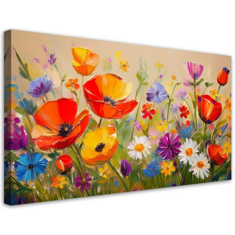 Obraz na płótnie Feeby Maki Kolorowe Kwiaty na Łące 100x50cm 1szt
