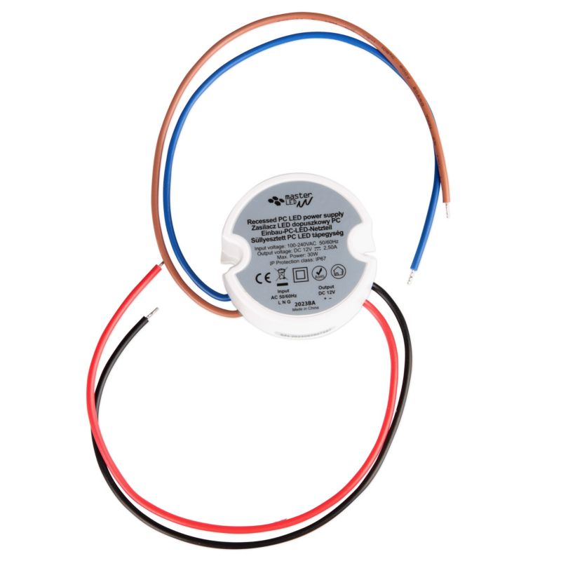 Zasilacz LED dopuszkowy MasterLED PC 12V 20W 1,66A IP67 50x41x23 mm 1 szt.