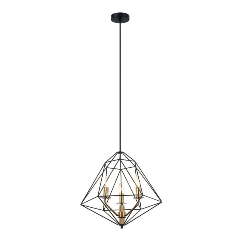Lampa sufitowa wisząca Italux Maresmo 1516 czarno-złota industrialna 3xE14 x 1 szt.