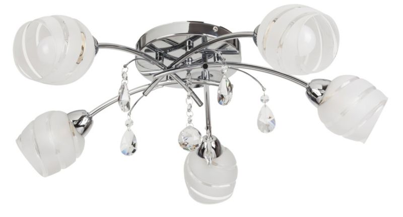 Lampa sufitowa wisząca Rabalux Melissa chromowana biała wym: 18,5 x 60 x 60 cm 5xE14 x 1 szt.