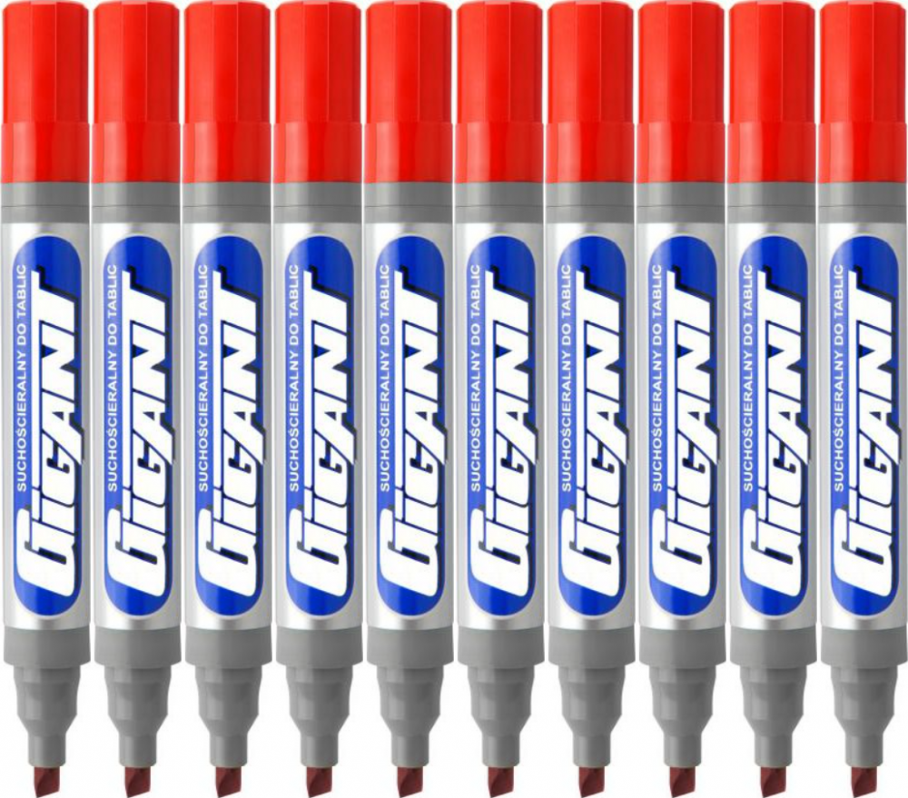 10x Marker suchościeralny Kamet Gigant, ścięta, czerwony