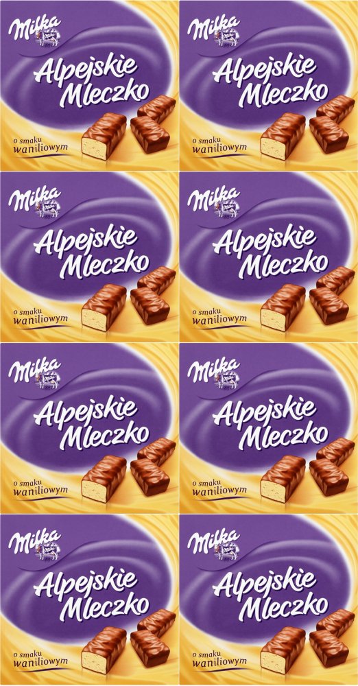 8x Bombonierka Alpejskie Mleczko Milka, waniliowe, 330g