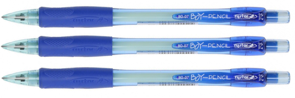 3x ołówek automatyczny Rystor Boy-Pencil, 0.7mm, z gumką, niebieski