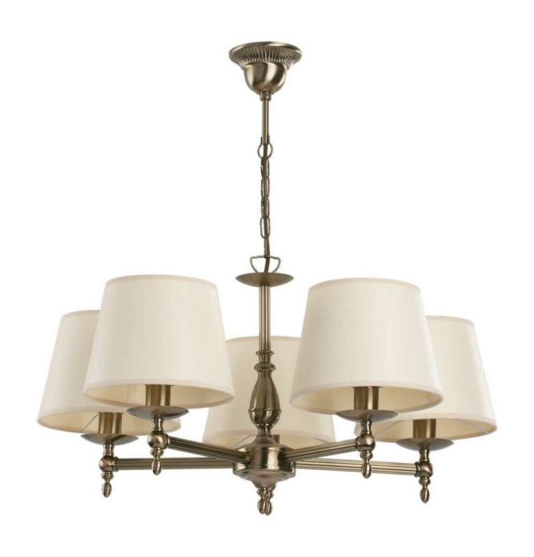 Lampa wisząca Alfa Roksana złoto-kremowa klasyczna z abażurami 5xE14 x 40W 1 szt.
