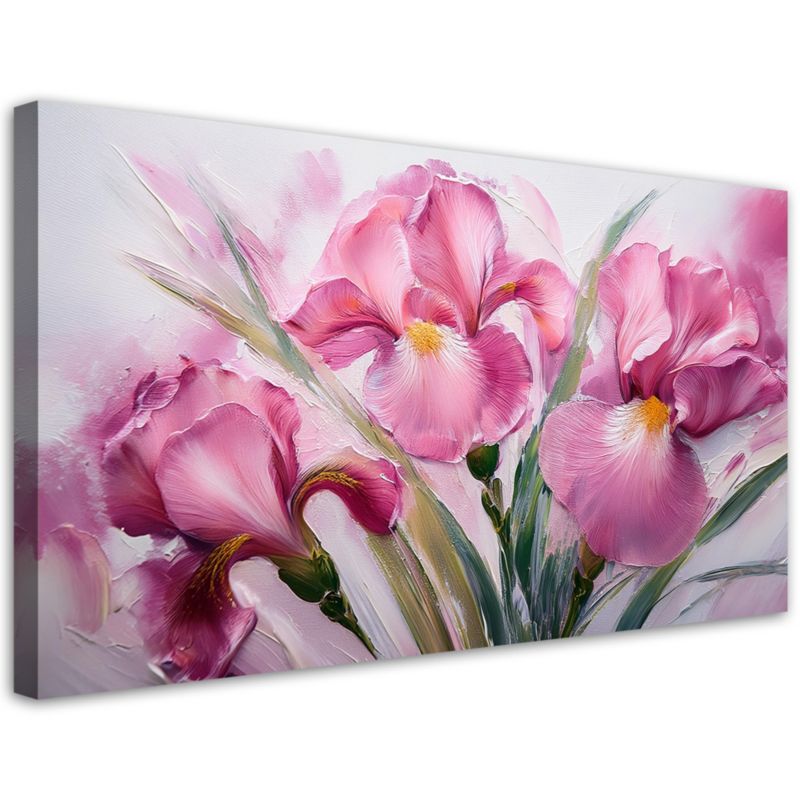 Obraz na płótnie Feeby Irysy Różowe Kwiaty Malowane 80x40cm 1szt