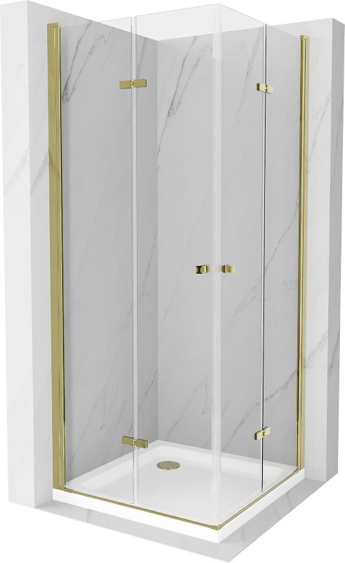 Kabina prysznicowa Mexen Lima Duo składana 80 x 80 cm transparent złota + brodzik Flat