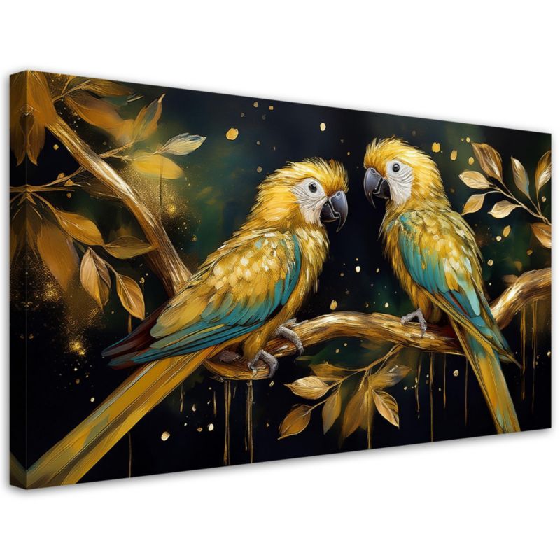 Obraz na płótnie Feeby Papugi Ptaki Złote 120x60cm 1szt