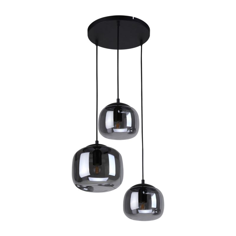 Lampa wisząca Italux Calto 3 x E27 szkło dymione