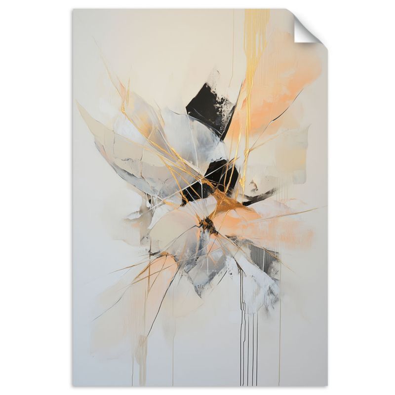 Naklejki samoprzylepne do salonu sypialni Feeby Abstrakcyjne kształty w beżu i pomarańczu 40x60cm 1szt