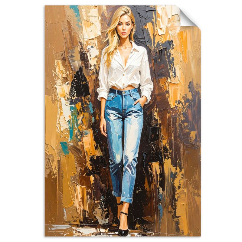 Naklejka samoprzylepna Feeby Piękna dziewczyna w jeansach 80x120cm 1szt
