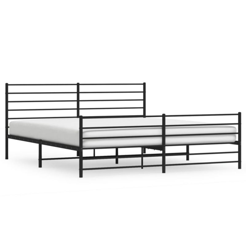 Łóżko metalowe WaszeMeble 200x200 cm z wezgłowiem czarne 1 szt.