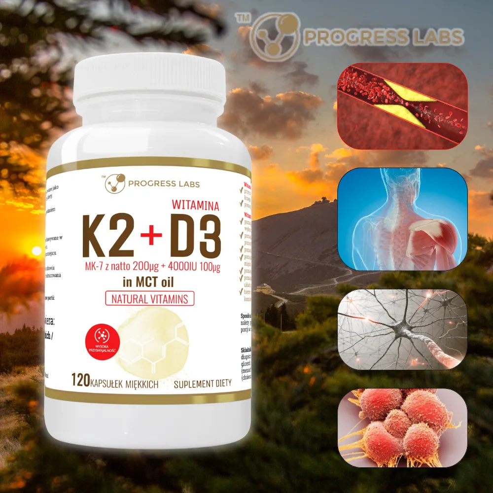 Witamina K2 MK-7 200μg + D3 4000IU In MCT Oil 120kaps. miękkich Progress Labs