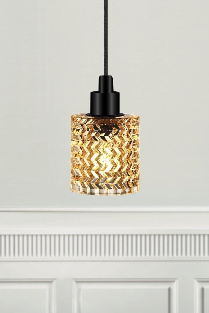 Nordlux Hollywood lampa wisząca 1x60W czarna/szkło bursztynowe 46483027