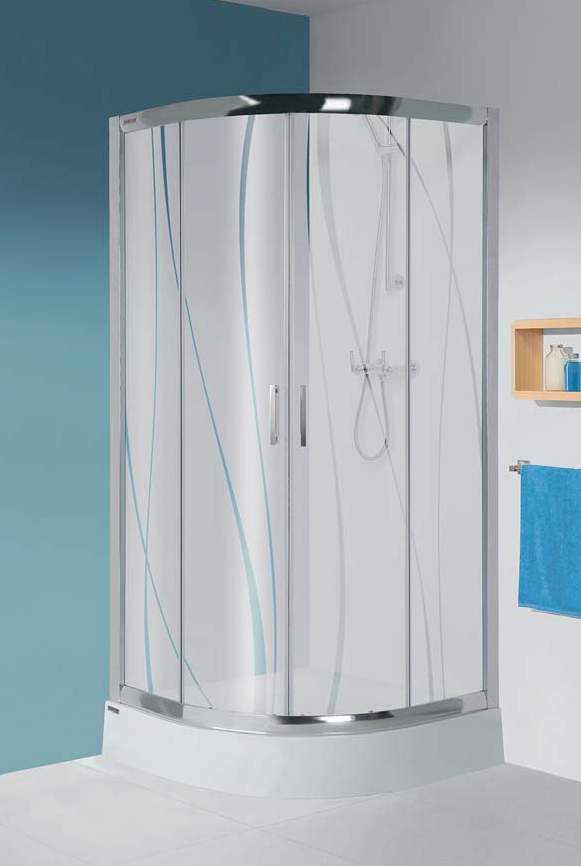 Sanplast TX KP4/TX5b-80+BPza kabina prysznicowa 80 cm półokrągła z brodzikiem srebrny błyszczący/szkło przezroczyste ...