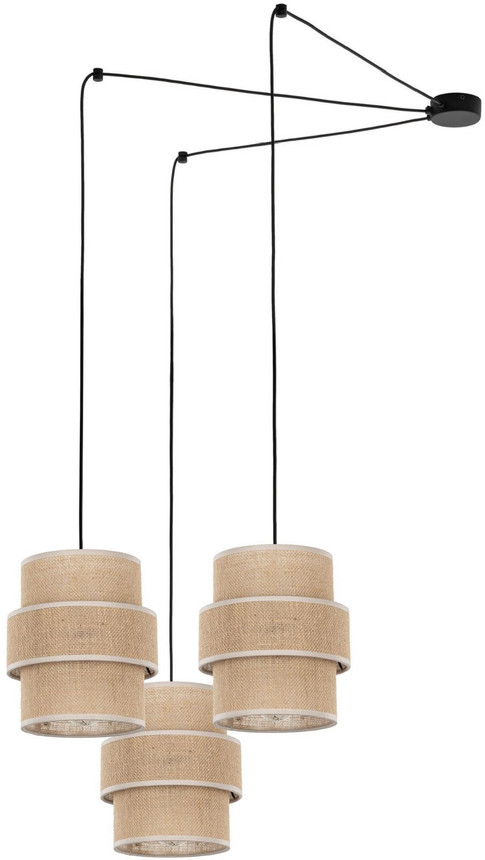 TK Lighting Calisto lampa wisząca 3x15W czarny/beżowy 5403