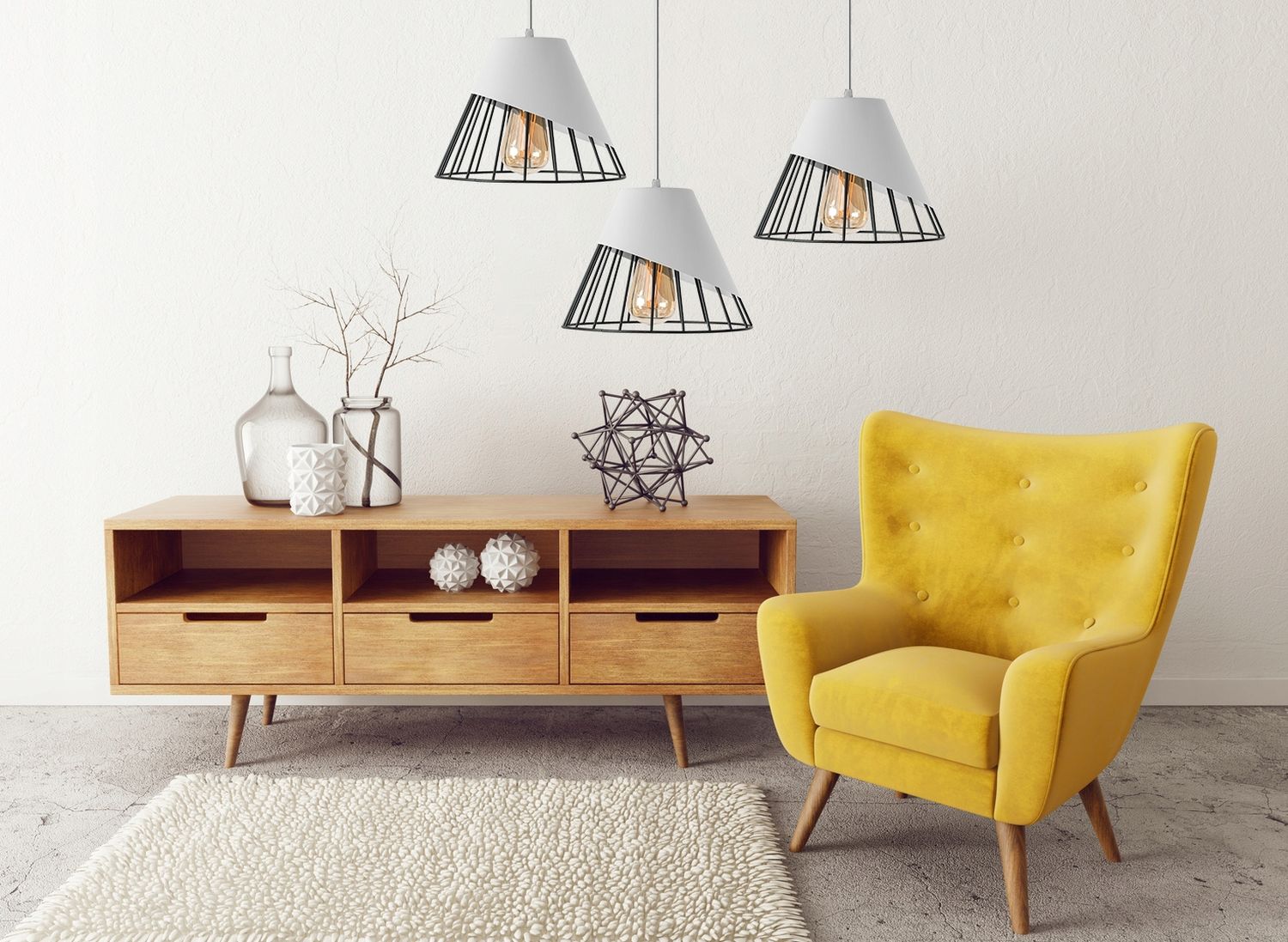 TooLight Klosz lampa wisząca 1x60 W biała OSW-00888