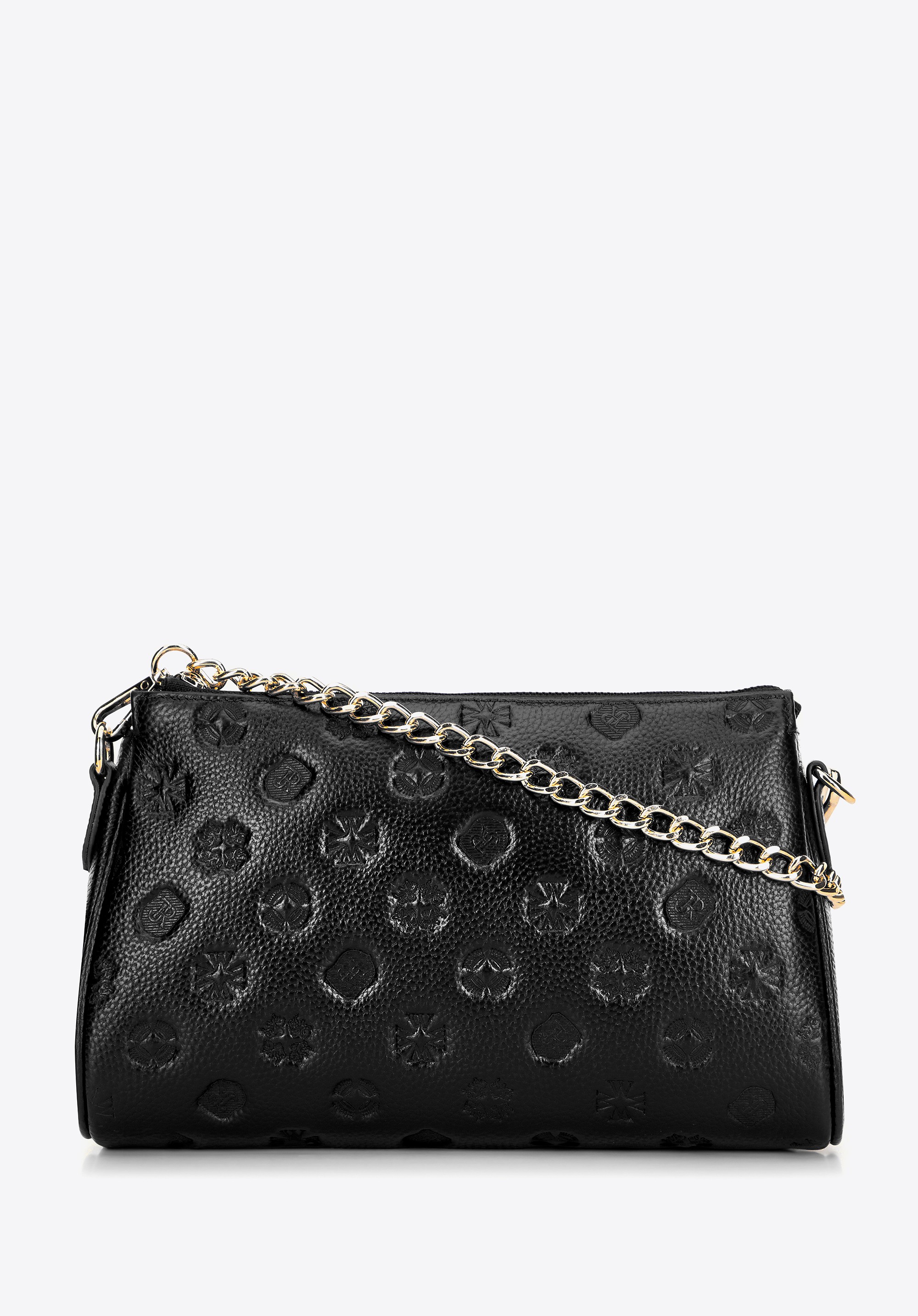 Torebka crossbody skórzana w tłoczenie czarna