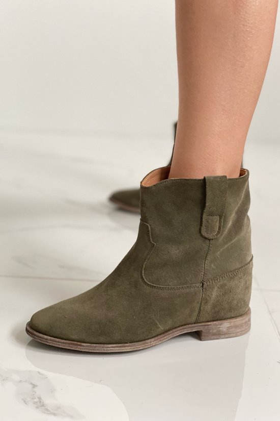 Botki damskie 143/1 Khaki bez ozdoby