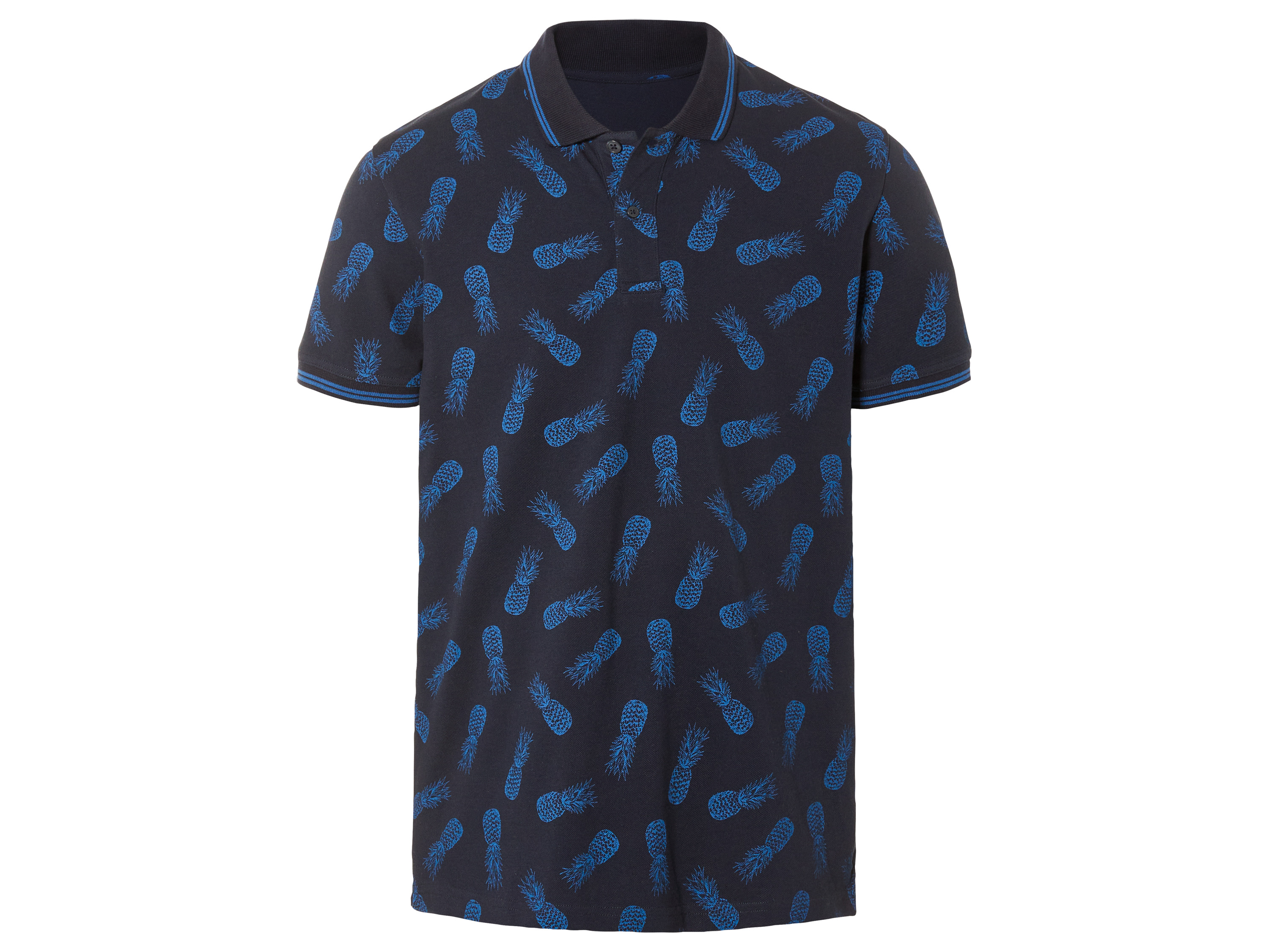 Livergy Koszulka polo męska z bawełną S44/46, Wzorzysty/granatowy