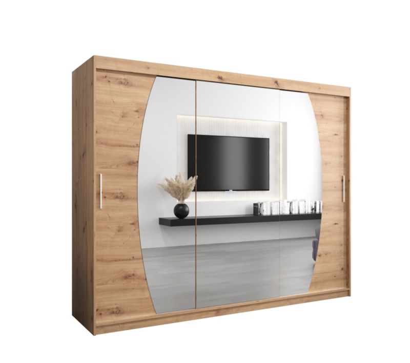 Szafa przesuwna Garderoba Abiks ELYPSE 250 dąb artisan + dąb artisan 1 szt.